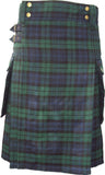 Scottish Modern Black Watch Tartan Utility Fashion Pocket Active Men Kilt - Kilt Box Shop