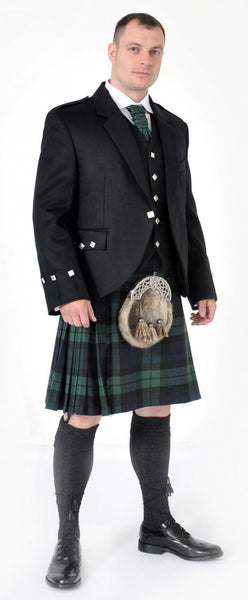 Scottish Wedding Outfit With 8 yard Kilt - Argyle Jacket in Black Watch